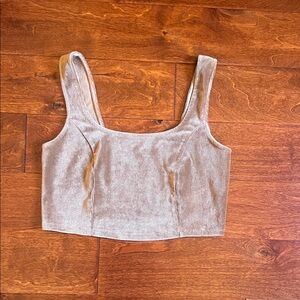 Elegant Velvet Crop Top in Beige